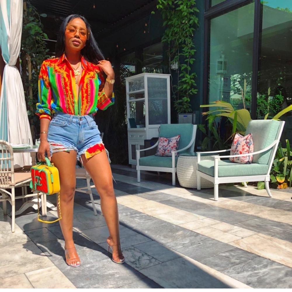 Minaa Monroe funfetti button up shirt